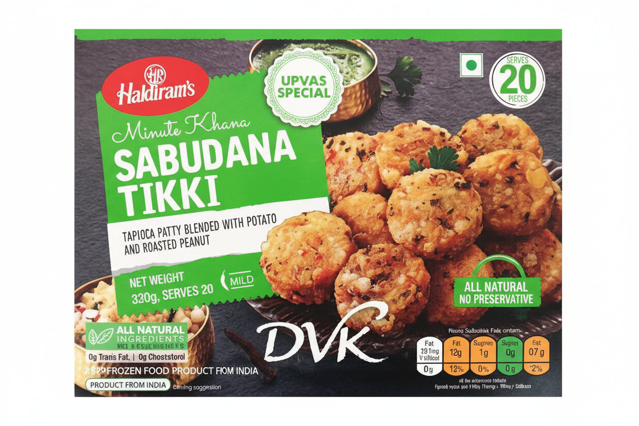 Haldiram's Sabudana Tikki 320g - Tapioca blend patty with potato, roasted peanut