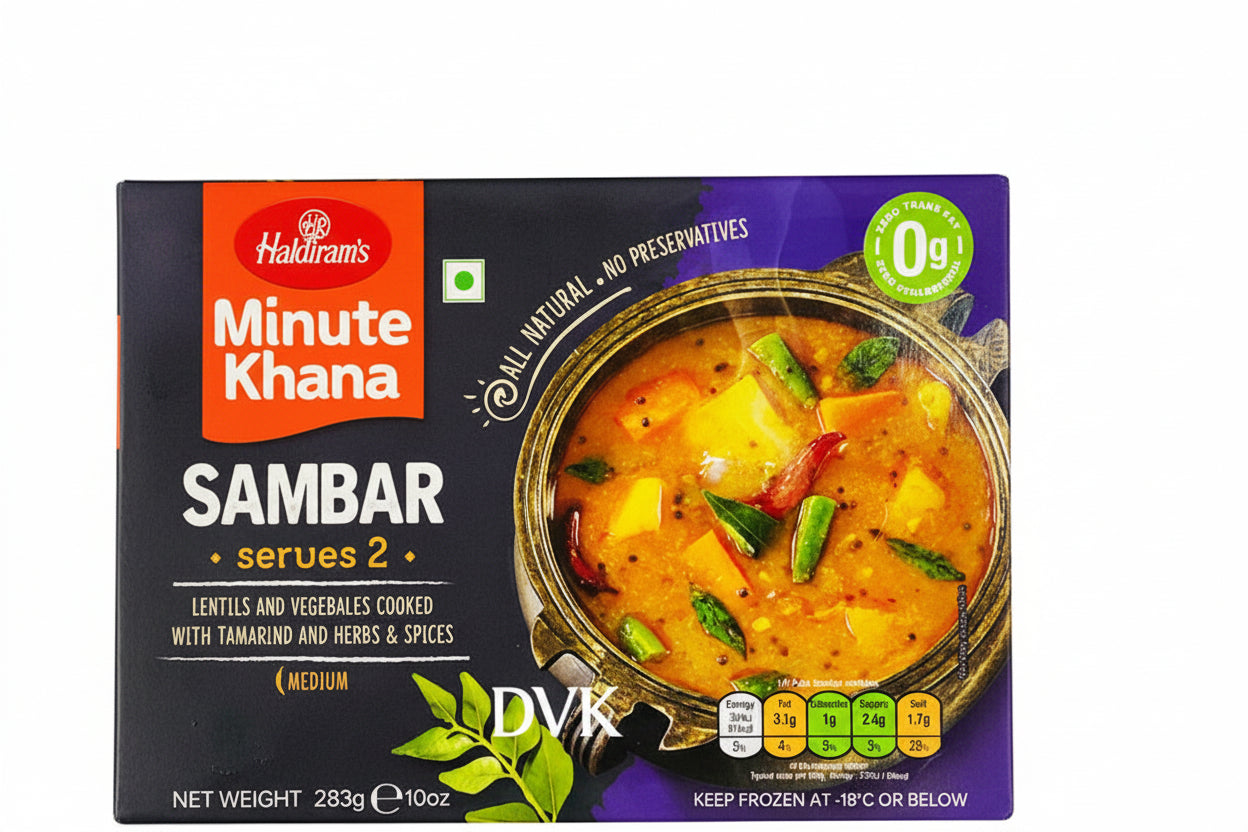 Haldiram's Minute Khana Sambar packaging on a white background