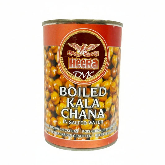 Can of Heera Boiled Kala Chana on a white background