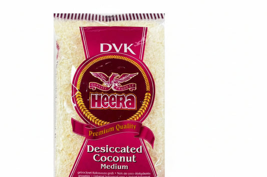 Package of Heera desiccated coconut on a white background