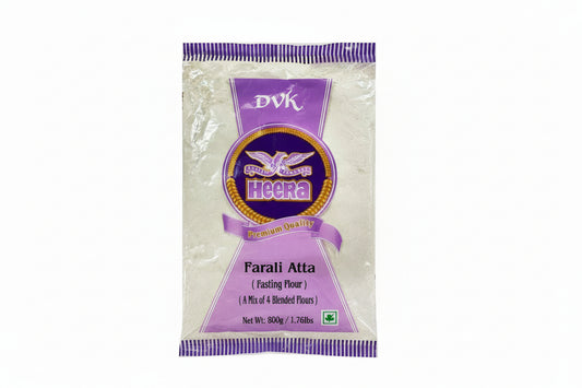 Packaged flour with a purple label on a white background