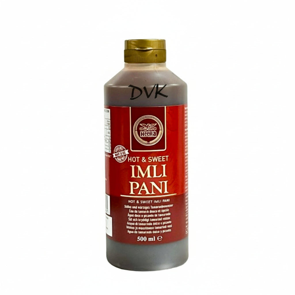 Bottle of Veera's Hot & Sweet Imli Pani on a white background