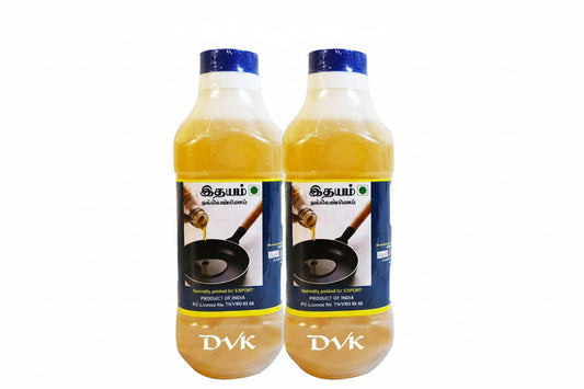 Idhayam Sesame Oil (Gingelly Oil_ (Pack of 2) 1L – Value pack cold pressed oil for taste health and purity