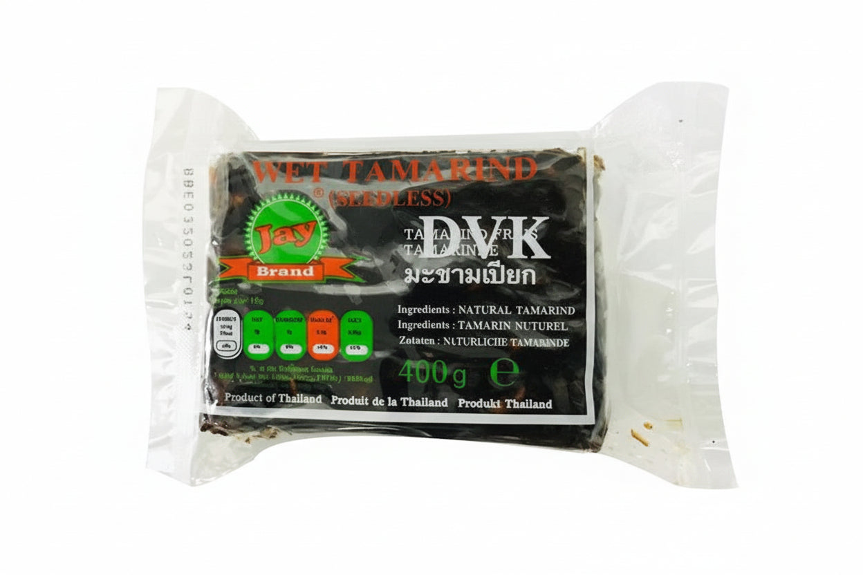 Packaged wet tamarind from Jay Brand on a white background