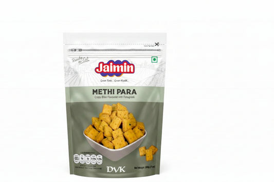 Jaimin Methi Para snack package on a white background