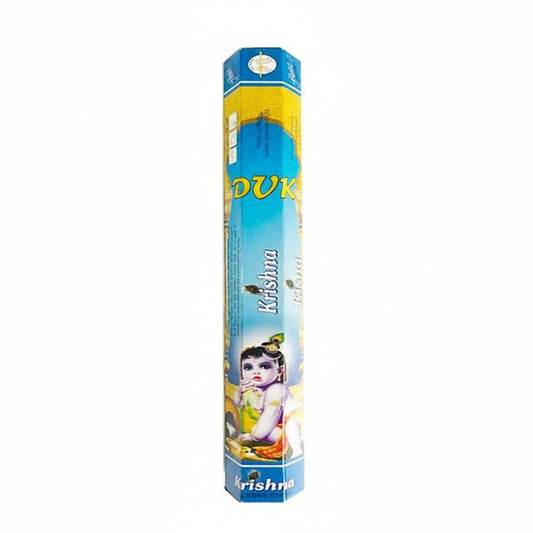 Packaged incense sticks with a colorful box featuring a depiction of a child-like figure on a white background.