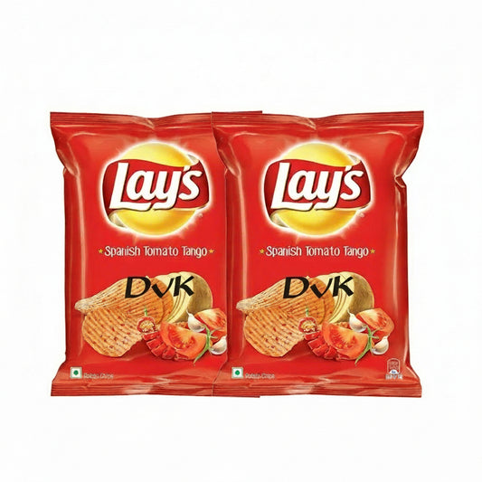 Two red Lay's potato chip packages