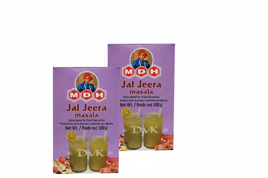 Two packages of MDH Jal Jeera masala on a white background