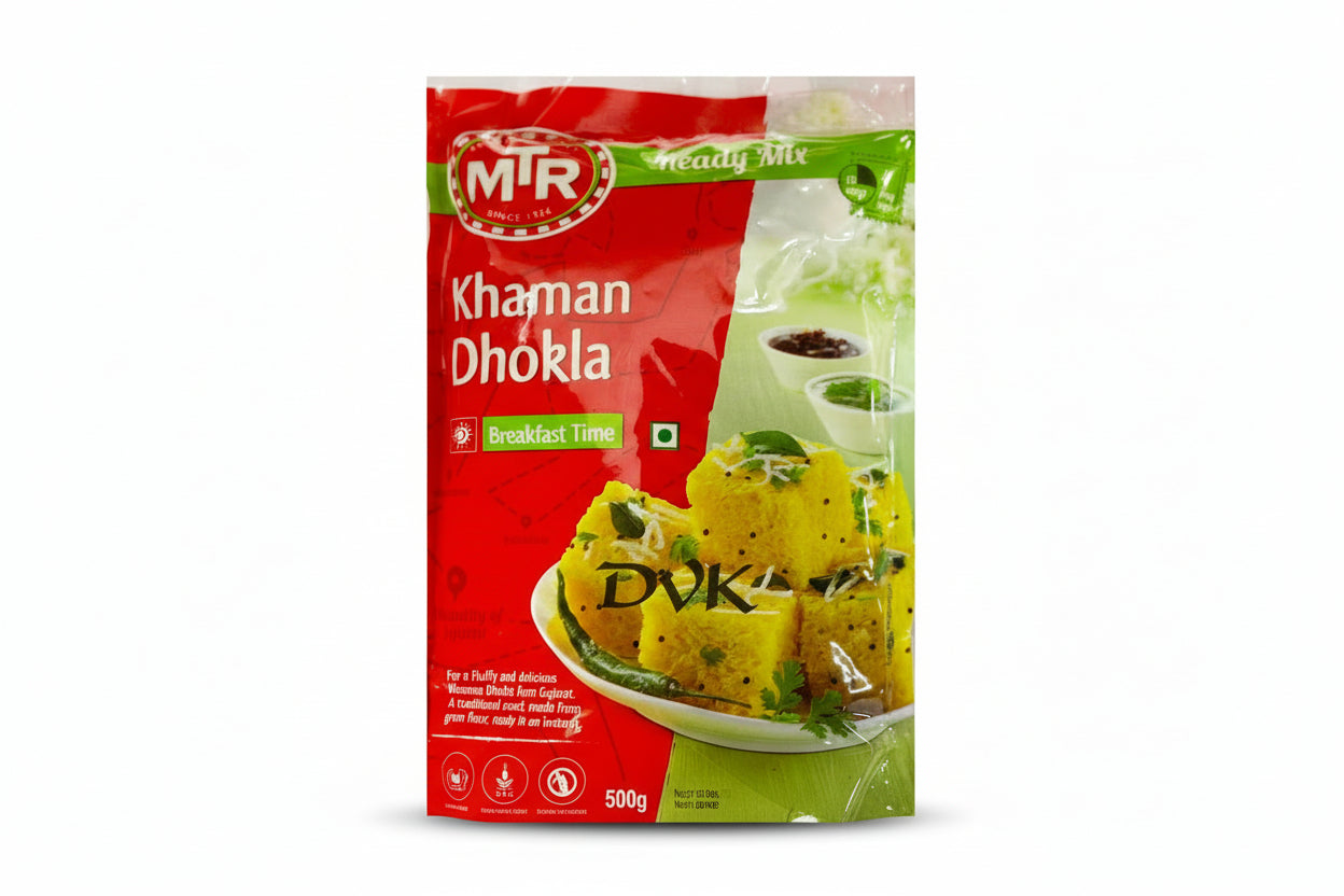 MTR Khaman Dhokla mix packaging on a white background