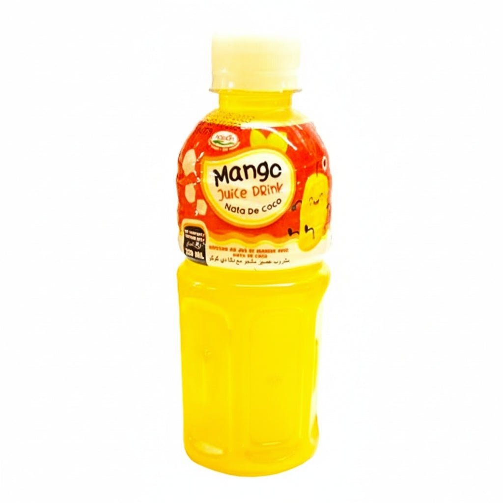 Yellow bottle of Mango Juice Drink with a visible brand logo on a white background