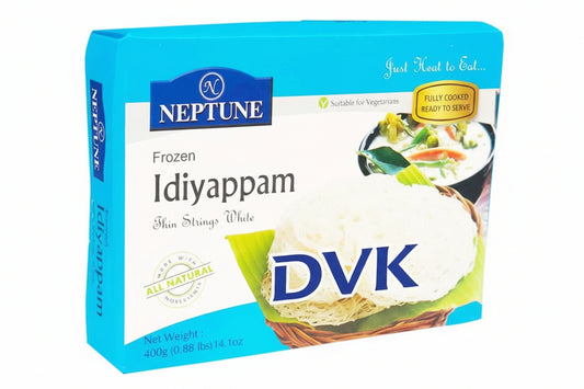 Neptune brand packaging of Frozen Idiyappam on a white background