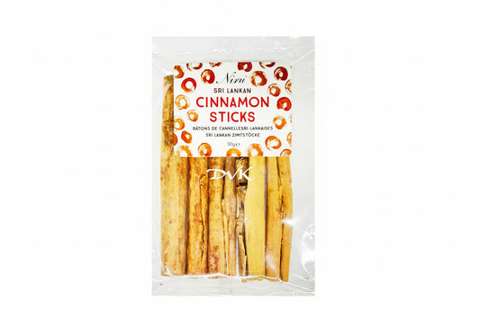 Packaged cinnamon sticks with visible brand name on a white background