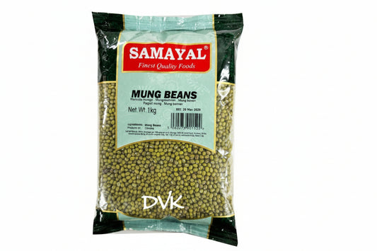 Packaged mung beans with Samayal branding on a white background