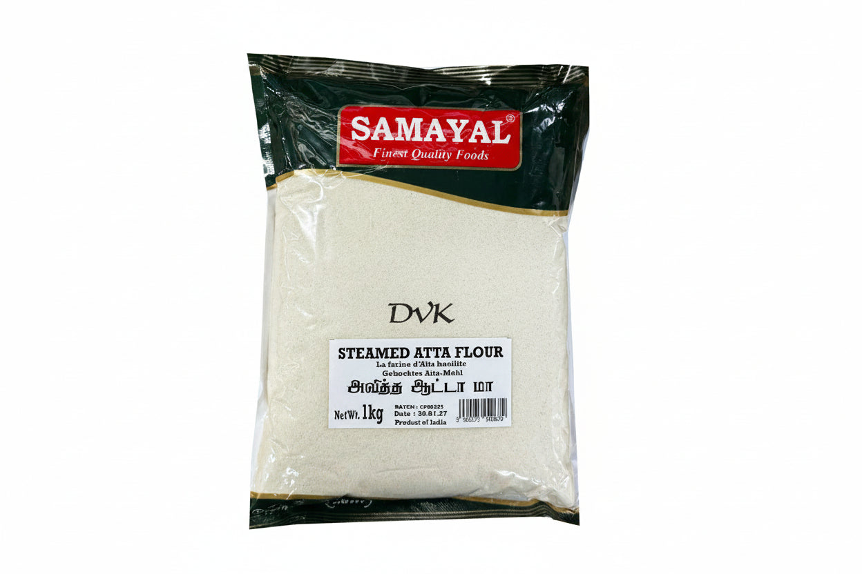 Package of Samayal Steamed Atta Flour on a white background