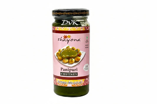 Jar of Shayona Panipuri Chutney on a white background