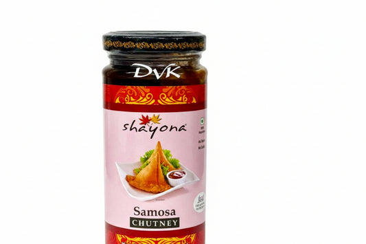 Jar of Shayona Samosa Chutney on a white background