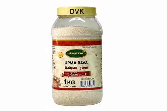 Jar of Swathi Upha Rava on a white background