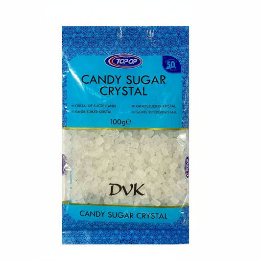 Packaging of candy sugar crystal with blue and white design