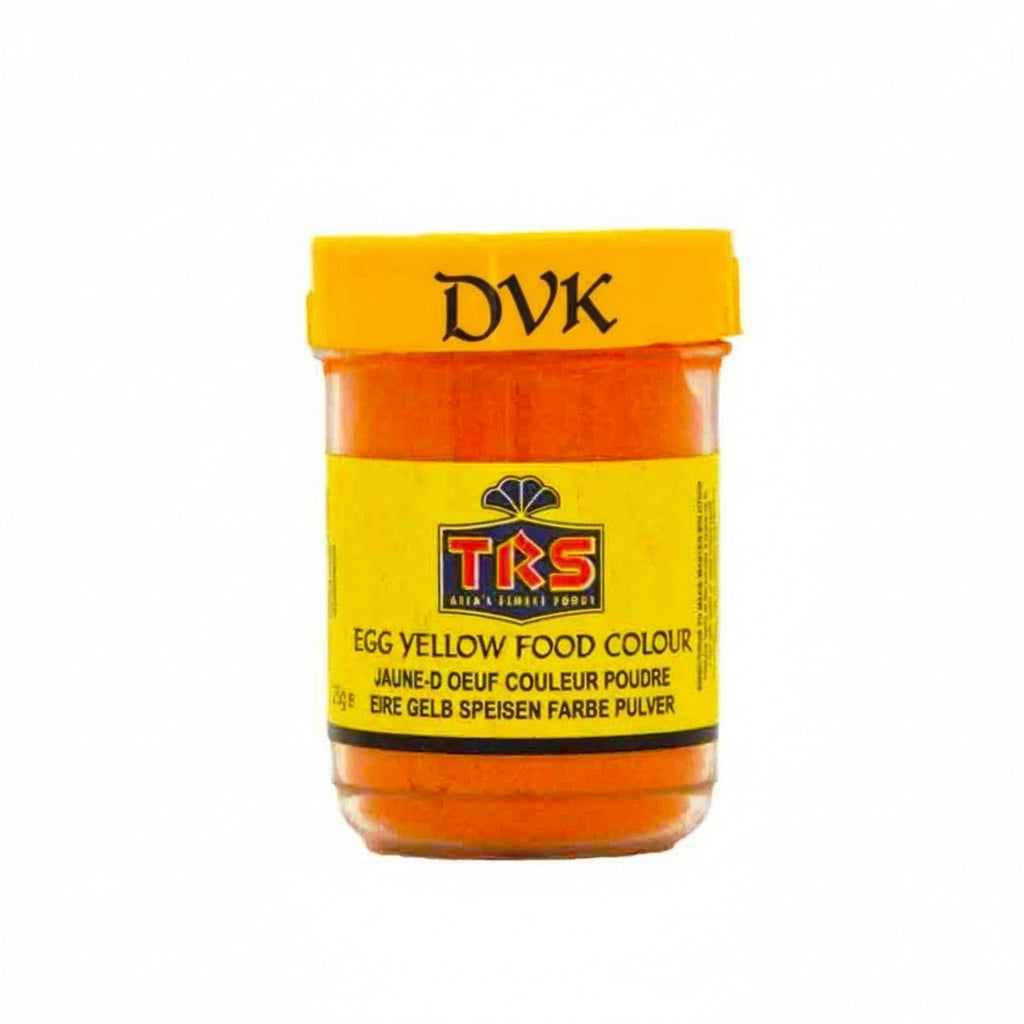 Jar of TRS Egg Yellow Food Colour with yellow lid on a white background