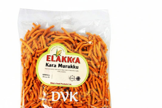 Packaged orange Kara Murukku with Elakka label on a white background