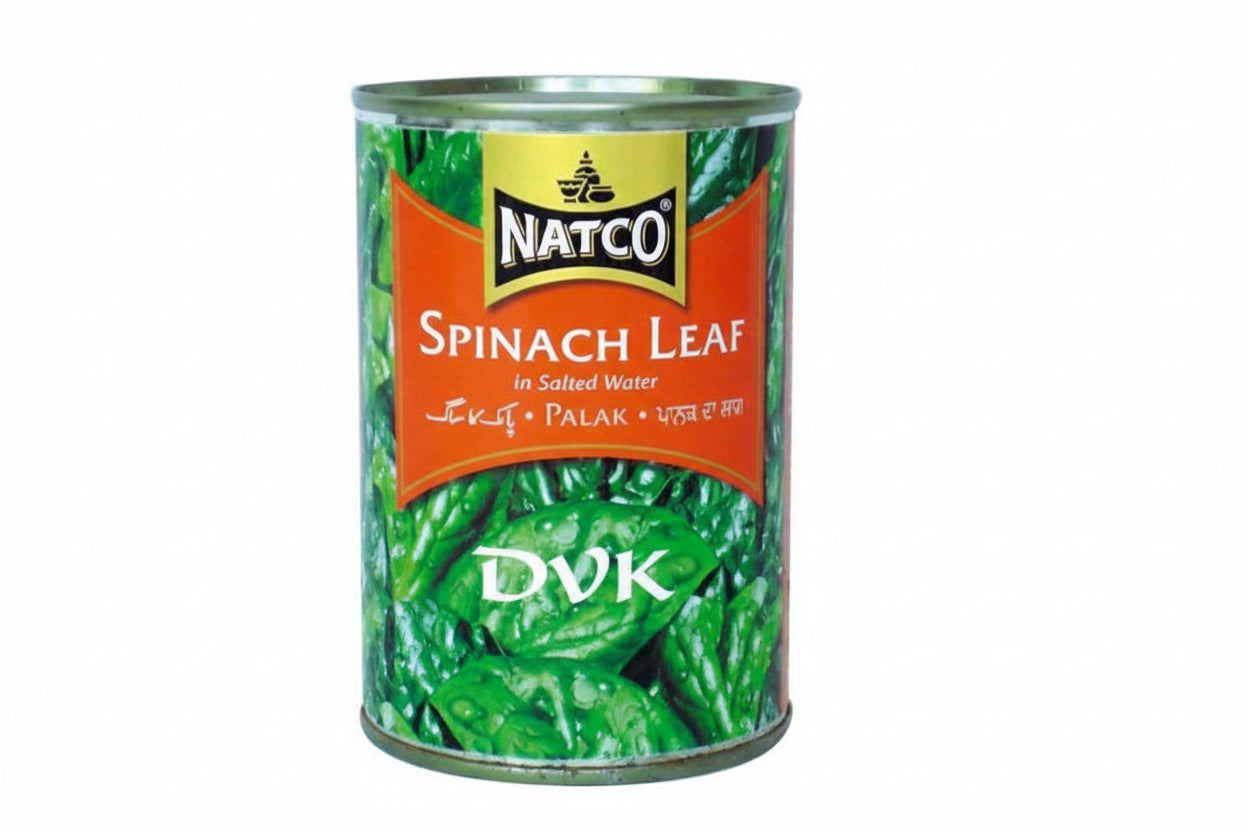 Can of Natco Spinach Leaf in Salted Water on a white background