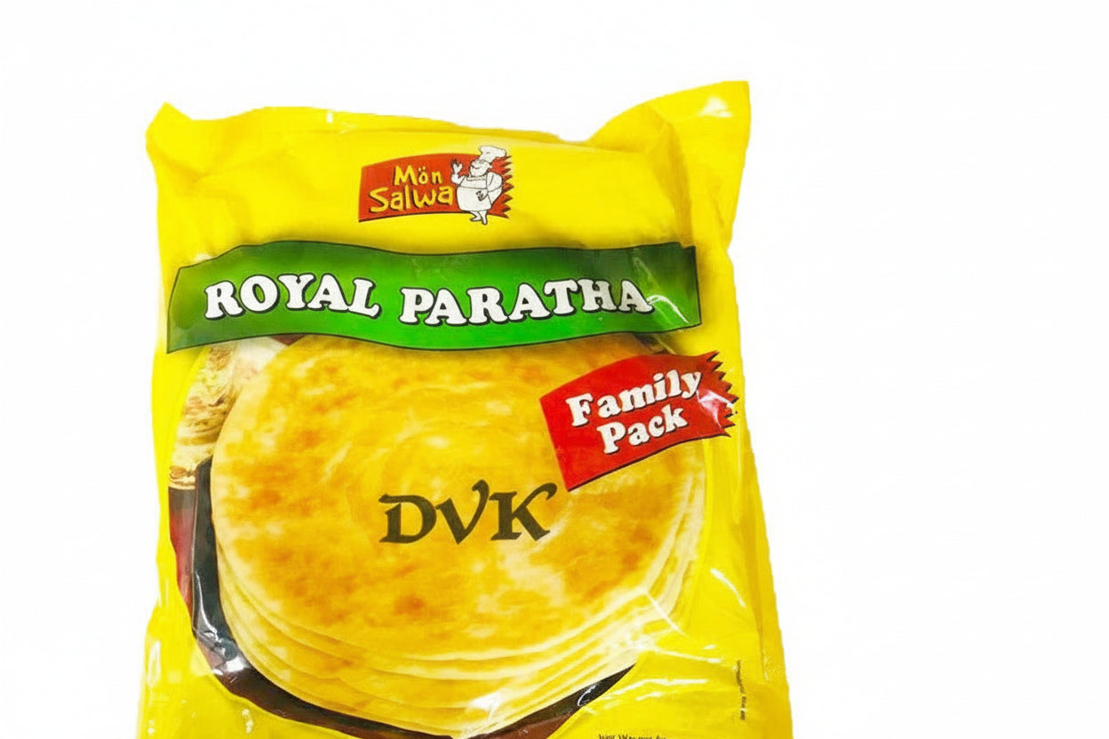 Yellow package of Royal Paratha with visible branding on a white background