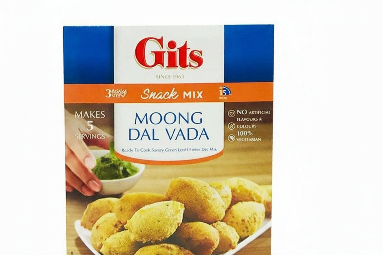 Gits Moong Dal Vada snack mix packaging on a white background