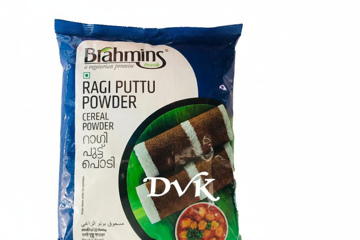 Brahmins Ragi Puttu Powder packaging on a white background
