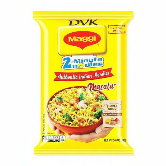 Maggi 2-Minute Noodles Masala package on a white background