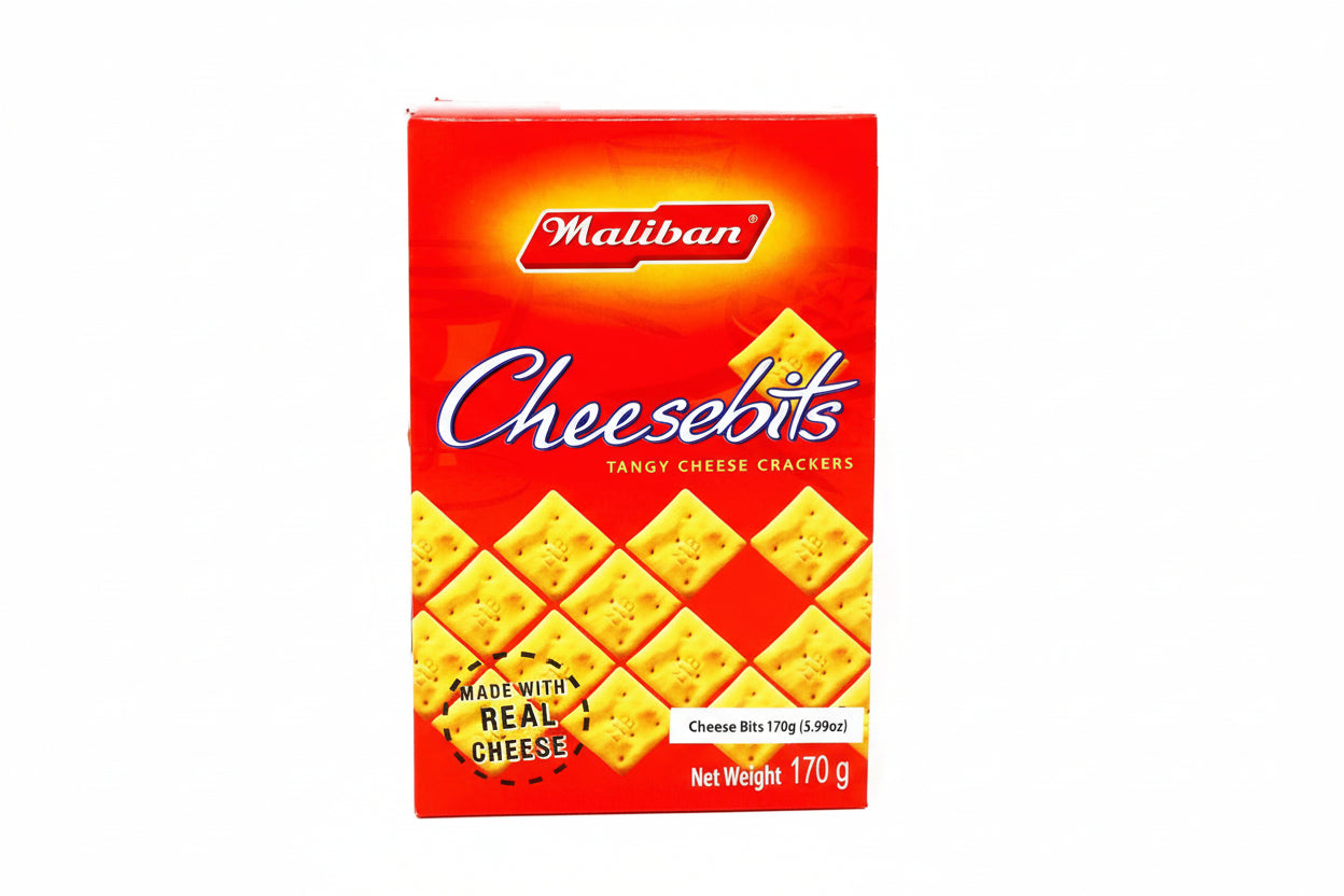 Box of Maliban Cheesebits crackers on a white background