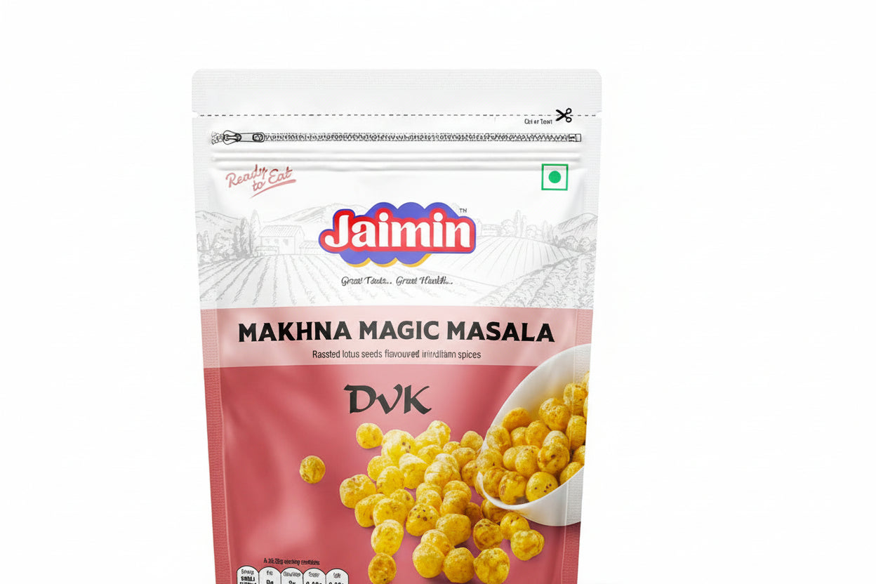 Jaimin Makhna Magic Masala packaging on a white background