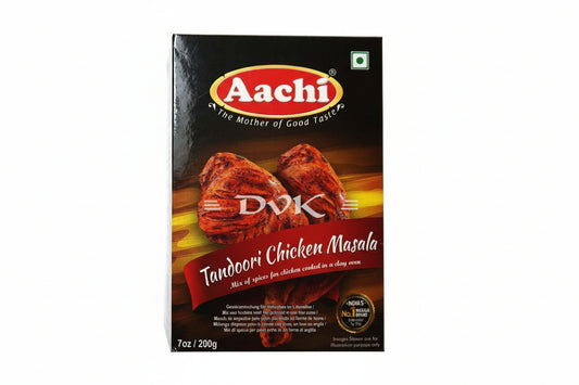 Aachi Tandoori Chicken Masala spice mix packaging on a white background