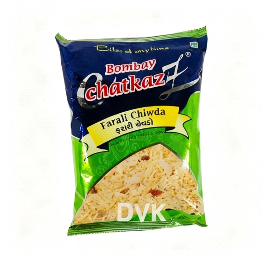 Packaged snack with Bombay Chatkaz branding on a white background