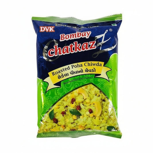 Packaged food item with 'Bombay Chatkaz' branding on a white background