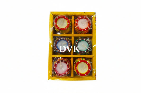 Clay Pot Matka Wax Diya Set (Set of 6 Pieces)