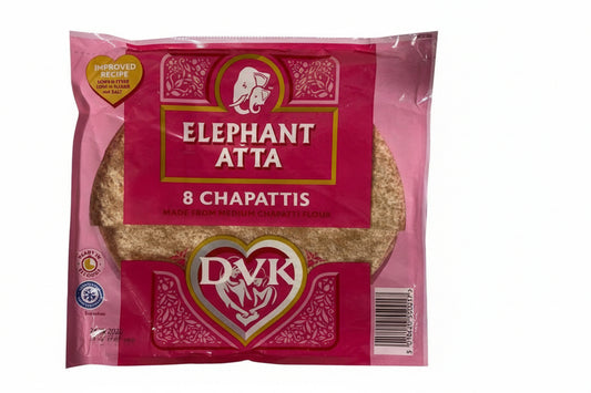 Pack of Elephant Atta Chapattis with pink packaging on a white background