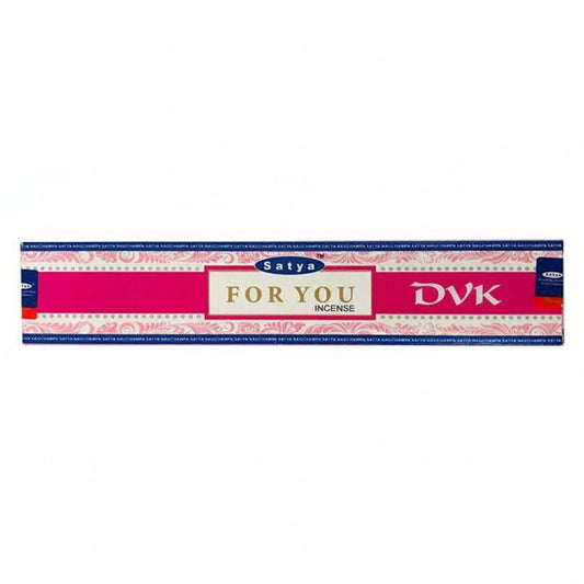 Satya For You Incense packaging with pink and blue design on a white background