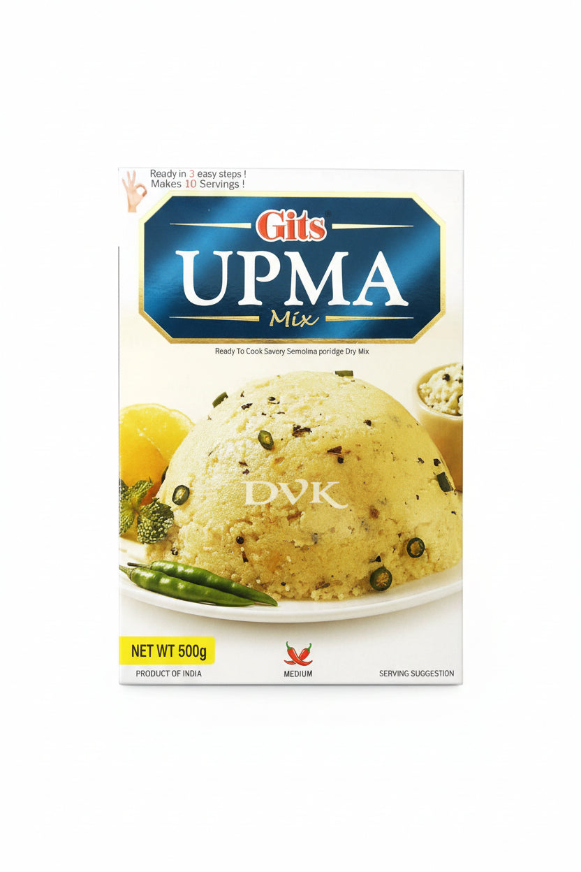 Gits UPMA Mix packaging with a ball of UPMA and lemon on a white background