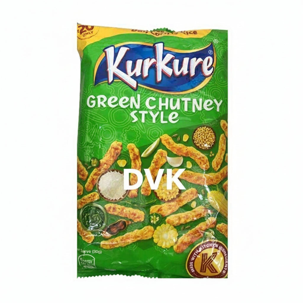 Kurkure Green Chutney Style snack package on a white background