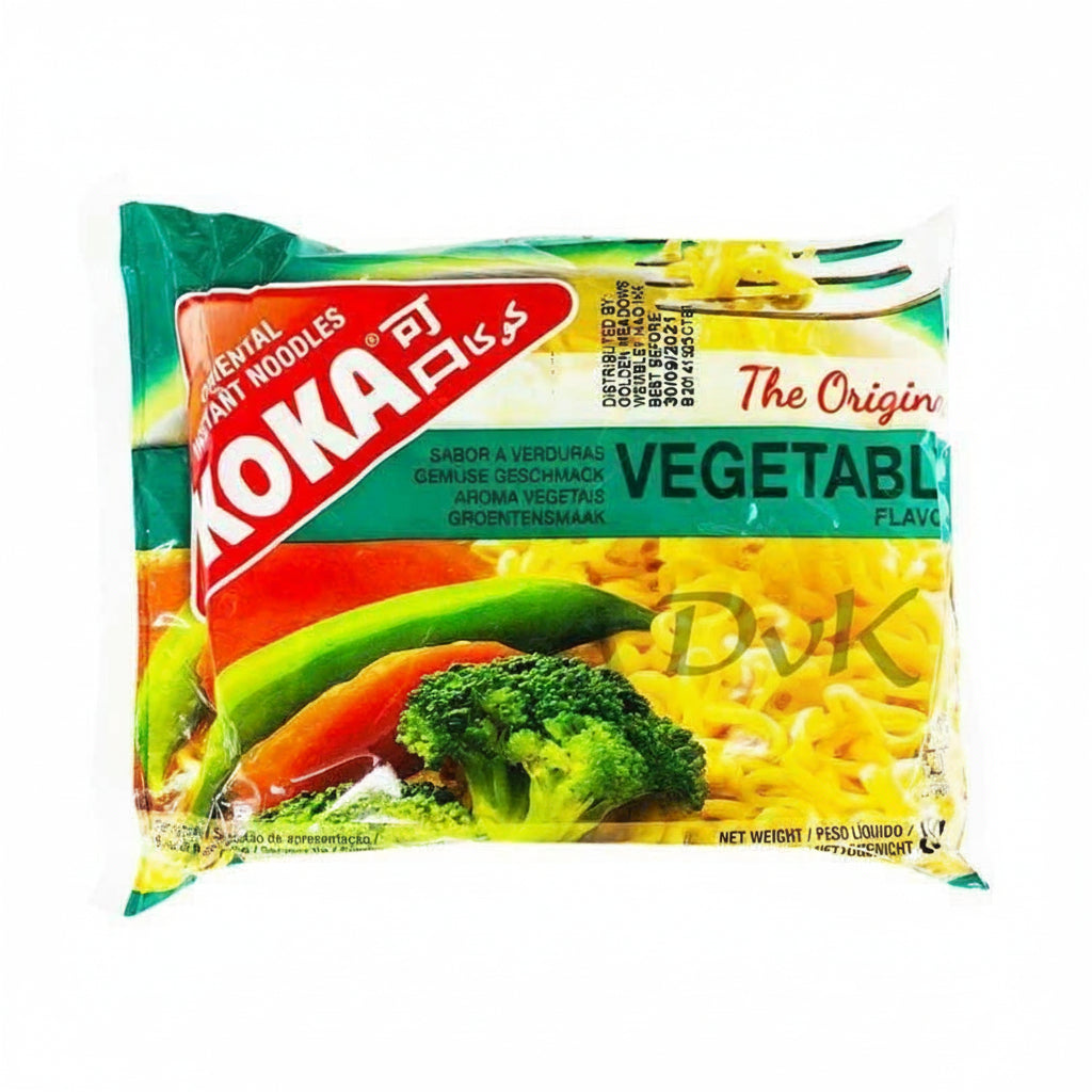 Packaged vegetable-flavored noodles with Toka branding on a white background