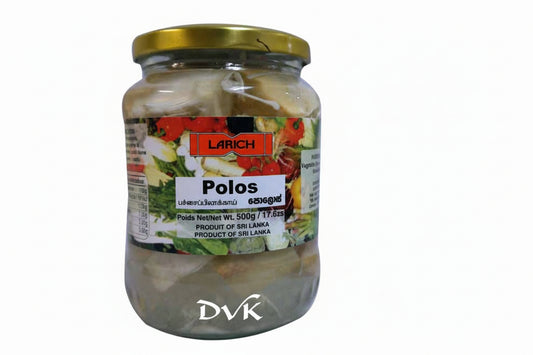 Jar of 'Polos' with a visible label on a white background