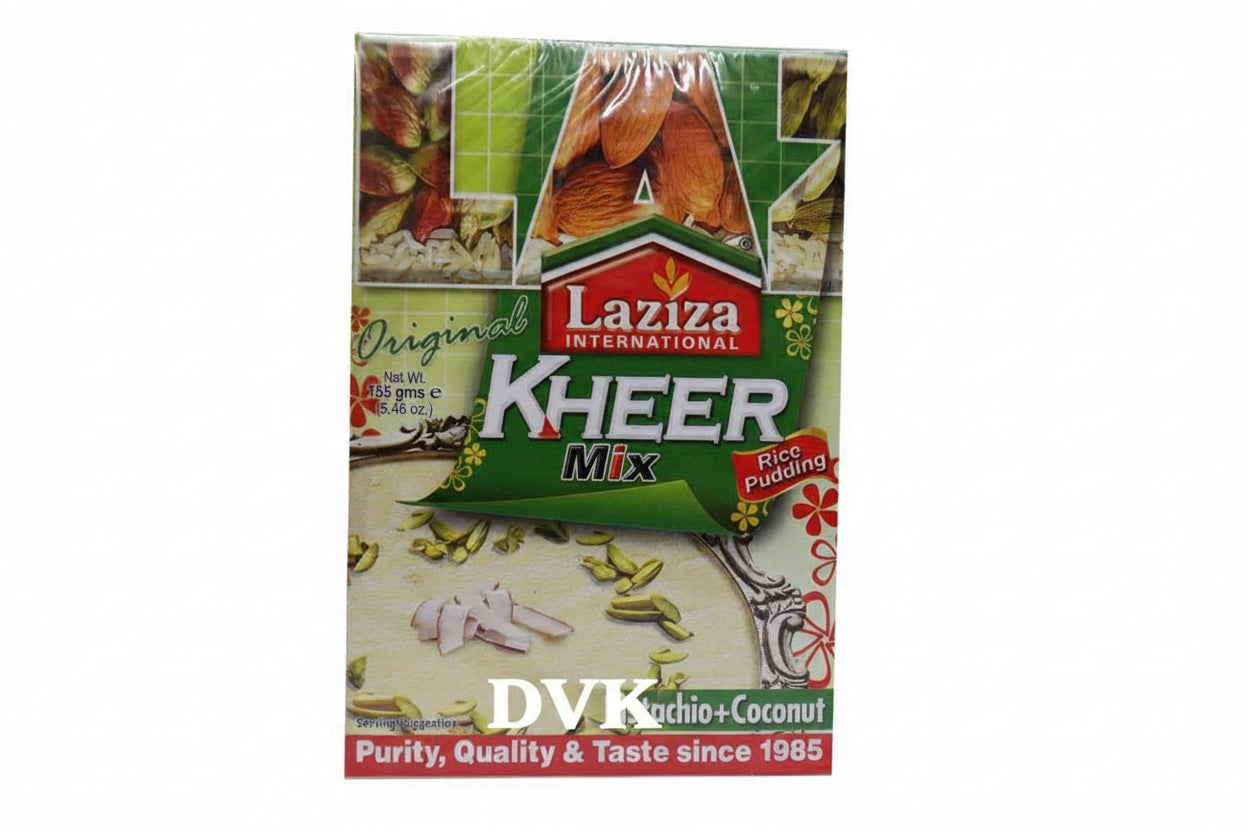 Laziza Kheer Mix packaging with images of ingredients on a white background
