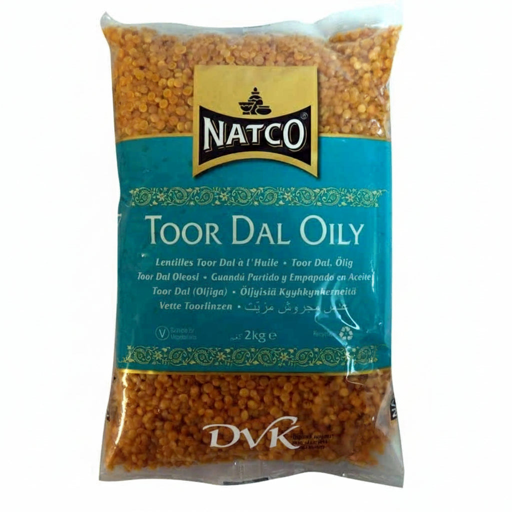 Bag of Natco Toor Dal Oily with visible branding on a white background