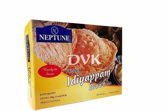Neptune brand Idiyappam packaging with a yellow background