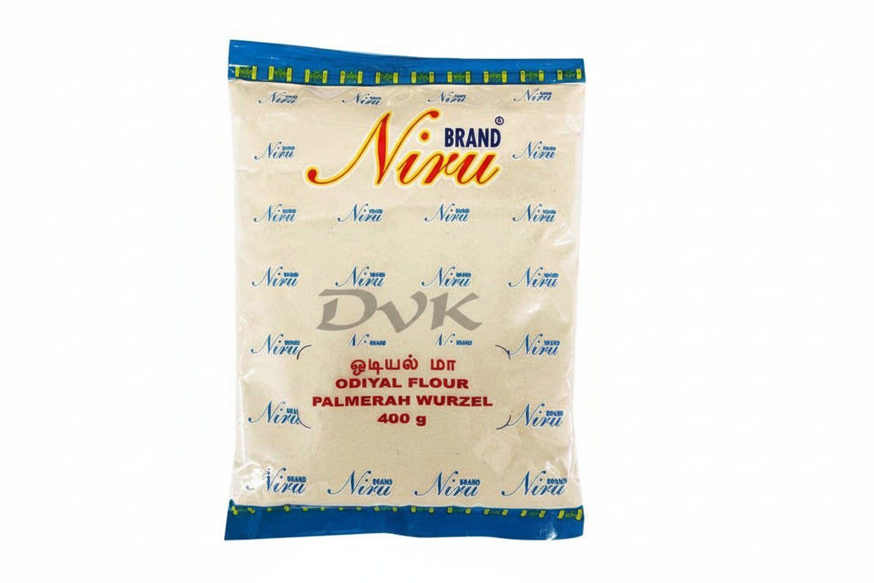 Niru brand flour package with blue and yellow accents on a white background
