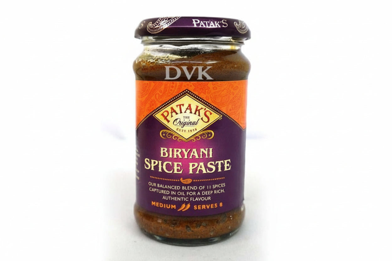 Jar of Patak's Biryani Spice Paste on a white background