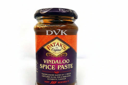 Jar of Patak's Vindaloo Spice Paste on a white background