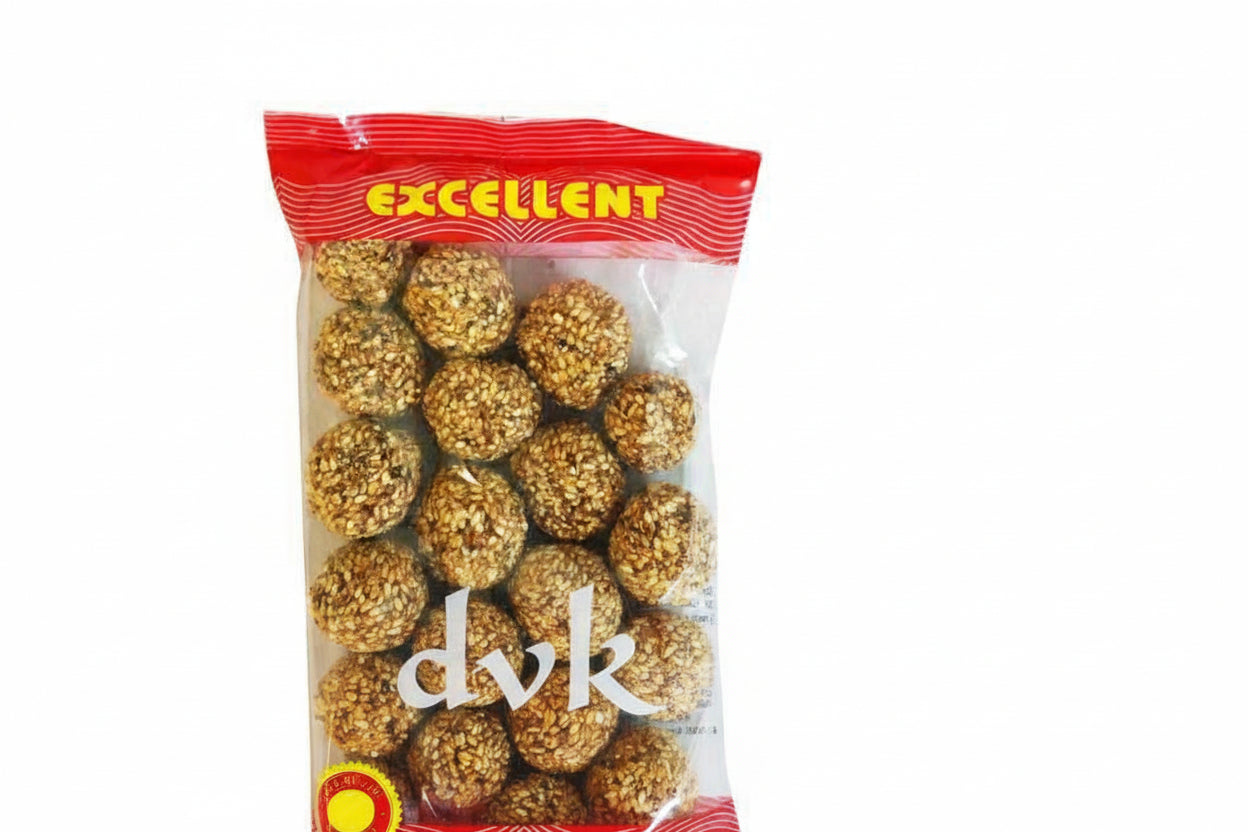 Packaged snacks with a red label on a white background