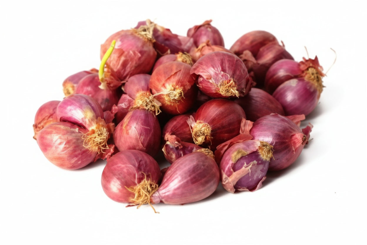 Cluster of red shallots on a