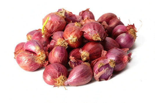 Cluster of red shallots on a